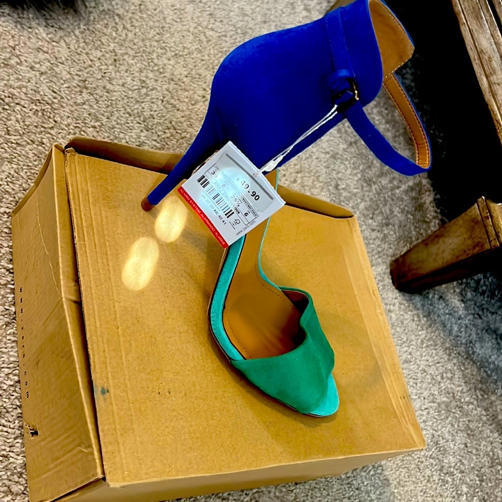 Zara color block heel sandals